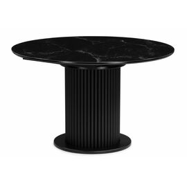 Стол стеклянный Фостер 120(160)х120х76 черный мрамор / черная шагрень / черный | Интернет магазин мебели и декора LifeDekor