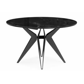 Стол стеклянный Рикла 120(160) черный мрамор / черный | Интернет магазин мебели и декора LifeDekor