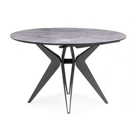 Стол стеклянный Рикла 120(160) серый мрамор / черный | Интернет магазин мебели и декора LifeDekor