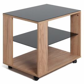 Стол журнальный BeautyStyle 5 дуб крафт золотой/стекло черное | Интернет магазин мебели и декора LifeDekor