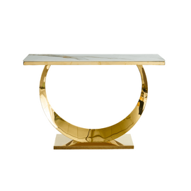 Стол-консоль Прайм IST-803,120х40х78 см, жемчужный белый/золотой | Интернет магазин мебели и декора LifeDekor