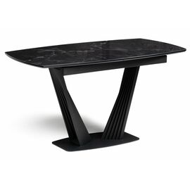 Стол стеклянный Вейл 140(180)х80 черный мрамор / черный | Интернет магазин мебели и декора LifeDekor