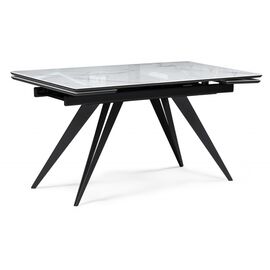 Стол стеклянный Дарвин 140(200)х80 белый мрамор / черный | Интернет магазин мебели и декора LifeDekor