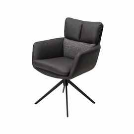 Стул с подлокотниками Marlin ткань комби серый, поворотно-возвратный механизм 360 градусов | Интернет магазин мебели и декора LifeDekor