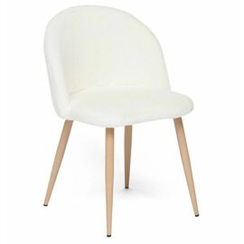 Дизайнерский стул Aruno букле молочный, опора бук натуральный | Интернет магазин мебели и декора LifeDekor