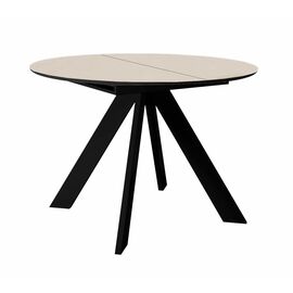 Стол DikLine SKC100 d1000 Керамика Krater Perla (бежевый матовый)/подстолье черное/опоры черные | Интернет магазин мебели и декора LifeDekor