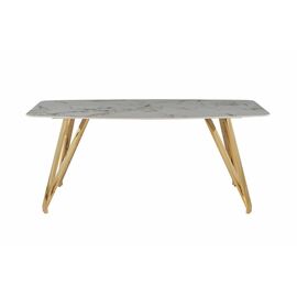 Стол обеденный Соар-2 F-1690,160х90х76 см, серо-золотая керамика/золото | Интернет магазин мебели и декора LifeDekor