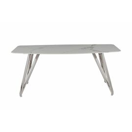 Стол обеденный Соар-2 F-1690,160х90х76 см, бело-серая керамика/хром серебро | Интернет магазин мебели и декора LifeDekor