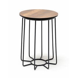 "Эквадор" журнальный стол из HPL круглый Ø40 H55, каркас из алюминия темно-серый (RAL 7024) муар, цвет столешницы "дуб" | Интернет магазин мебели и декора LifeDekor