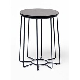 "Эквадор" журнальный стол из HPL круглый Ø40 H55, каркас из алюминия темно-серый (RAL 7024) муар, цвет столешницы "серый гранит" | Интернет магазин мебели и декора LifeDekor