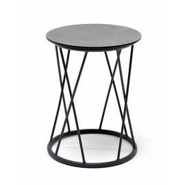 "Колумбия" журнальный стол из HPL круглый Ø40 H55, каркас из стали темно-серый (RAL 7024) муар, цвет столешницы "серый гранит" | Интернет магазин мебели и декора LifeDekor