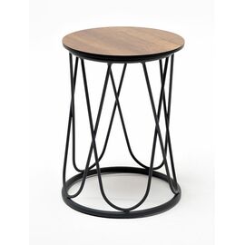 "Перу" журнальный стол из HPL круглый Ø40 H55, каркас из алюминия темно-серый (RAL 7024) муар, цвет столешницы "дуб" | Интернет магазин мебели и декора LifeDekor