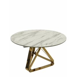 Стол обеденный раскладной Рондо Голд MC8239-120W, 120(+30+30)х76 см, белая керамика/золото | Интернет магазин мебели и декора LifeDekor