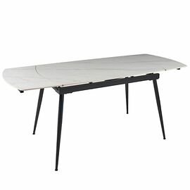 Стол керамический раскладной Astra 120-180*80*76 белый мрамор/черный | Интернет магазин мебели и декора LifeDekor