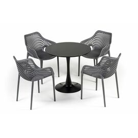 "Беллини" обеденная группа на 4 персоны, цвет темно-серый | Интернет магазин мебели и декора LifeDekor