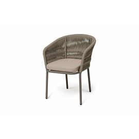 "Бордо" стул плетеный из роупа (колос), каркас алюминий бежево-серый (RAL7006) муар, роуп серо-коричневый 23мм, ткань Mossle бежевая | Интернет магазин мебели и декора LifeDekor