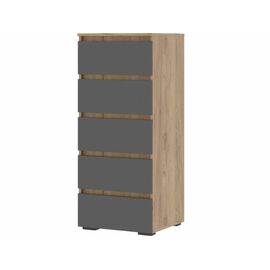 Комод «Хелен» КМ-03 5 ящиков, графит/дуб крафт золотой | Интернет магазин мебели и декора LifeDekor