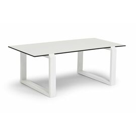 "Варадеро" журнальный стол из HPL 110х60 H43, каркас алюминий белый муар, цвет столешницы "молочный" | Интернет магазин мебели и декора LifeDekor