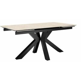 Стол DikLine SFE160 Керамика Krater Perla (бежевый матовый)/подстолье черное/опоры черные (2 уп.) | Интернет магазин мебели и декора LifeDekor