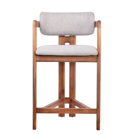 Стул полубарный Rich рогожка бежево-голубая с ножками цвета орех | Интернет магазин мебели и декора LifeDekor