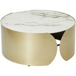 Стол журнальный BRANT KL-188 Контрастный мрамор матовый, итальянская керамика/ Шампань, ®DISAUR | Интернет магазин мебели и декора LifeDekor