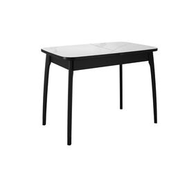Стол DikLine MK40 Керамика Белый мрамор/подстолье черное/опоры черные | Интернет магазин мебели и декора LifeDekor