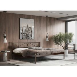 Кровать двуспальная ШАРМ (120х200/металлическое основание) Коричневый бархат | Интернет магазин мебели и декора LifeDekor