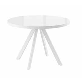 Стол круглый раздвижной со стеклом "RONDO-110"  (Белый оптивайт/Белый) 110(145), | Интернет магазин мебели и декора LifeDekor