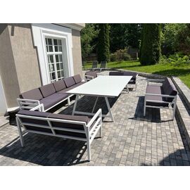 "Рио" стол из HPL 300х120см, цвет столешницы "черный мрамор", угол R3мм | Интернет магазин мебели и декора LifeDekor