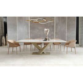 Стол Toros 200 овальный, интегрированная керамика глянцевая, шампань | Интернет магазин мебели и декора LifeDekor