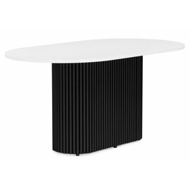 Стол деревянный Барон О 160 х 90 белая пленка шагрень / черные ноги | Интернет магазин мебели и декора LifeDekor