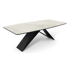 Стол DikLine SKY220 Керамика Ostra Bianco (мрамор глянец белый)/подстолье черное/опоры черные (2 уп.) | Интернет магазин мебели и декора LifeDekor
