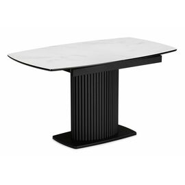 Стол стеклянный Фестер 140(180)х80 кристл статуарио / черный | Интернет магазин мебели и декора LifeDekor