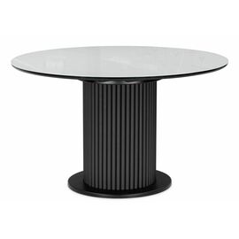 Стол стеклянный Фостер 120(160) белый / пленка черная / черный | Интернет магазин мебели и декора LifeDekor