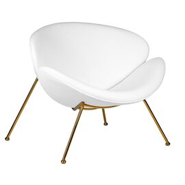 Кресло дизайнерское DOBRIN EMILY, белый винил YP17, золотое основание, Вариант: белый винил YP17, золотое основание | Интернет магазин мебели и декора LifeDekor