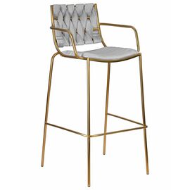 Стул барный DOBRIN MILLER GOLD, светло-серый велюр (135-37), Вариант: светло-серый велюр (135-37) | Интернет магазин мебели и декора LifeDekor
