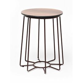 "Эквадор" журнальный стол из HPL круглый Ø40 H55, каркас из алюминия коричневый (RAL 8016) муар, цвет столешницы "дуб" | Интернет магазин мебели и декора LifeDekor