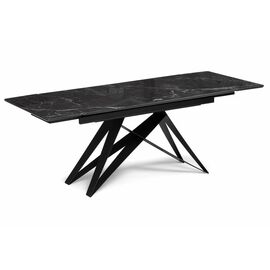 Стол стеклянный Блэкберн 140(200)х80 черный мрамор / черная пленка / черный | Интернет магазин мебели и декора LifeDekor