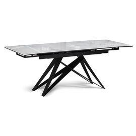 Стол стеклянный Блэкберн 140(200)х80 кристл белый мрамор / черный | Интернет магазин мебели и декора LifeDekor