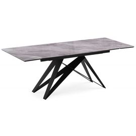 Стол стеклянный Блэкберн 140(200)х80 кристл серый мрамор / черный | Интернет магазин мебели и декора LifeDekor