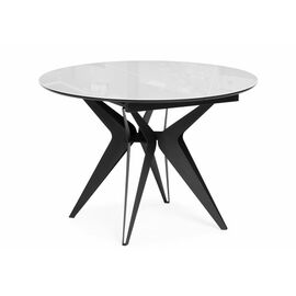 Стол стеклянный Рикла 120(160) белый / пленка черная шагрень / черный | Интернет магазин мебели и декора LifeDekor