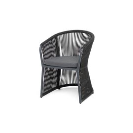 "Романо" стул плетеный из роупа, каркас алюминий темно-серый (RAL7024) муар, роуп темно-серый круглый, ткань темно-серая 027 | Интернет магазин мебели и декора LifeDekor