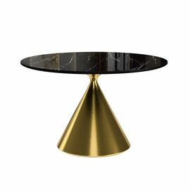 Стол круглый AXIS 120, керамика глянцевая, черная / опора золото | Интернет магазин мебели и декора LifeDekor