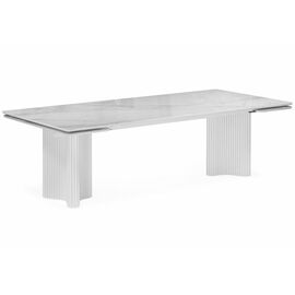 Стол стеклянный Мален 240x110 белый мрамор / белый | Интернет магазин мебели и декора LifeDekor