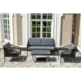 "Канны" лаунж-зона 4-местная плетеная из роупа (веревки), цвет темно-серый | Интернет магазин мебели и декора LifeDekor