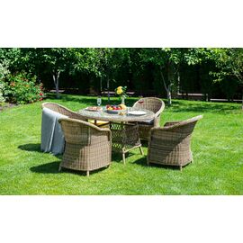 "Равенна" обеденная группа плетеная, цвет соломенный | Интернет магазин мебели и декора LifeDekor