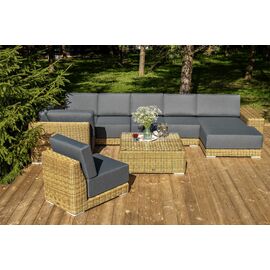 "Капри" трансформирующаяся лаунж-зона из искусственного ротанга, цвет соломенный | Интернет магазин мебели и декора LifeDekor