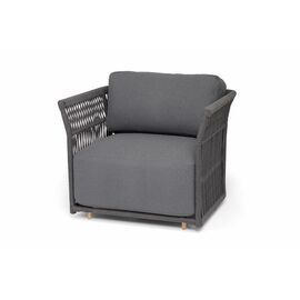 "Лугано" кресло плетеное из роупа, каркас алюминий темно-серый (RAL7024) муар, роуп темно-серый круглый, ткань темно-серая YB25-0027 | Интернет магазин мебели и декора LifeDekor