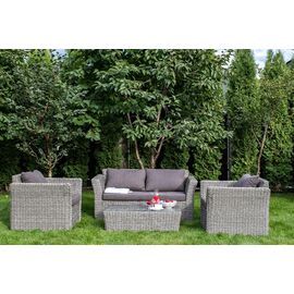 "Капучино Сингл" лаунж-зона из искусственного ротанга (гиацинт), цвет серый | Интернет магазин мебели и декора LifeDekor