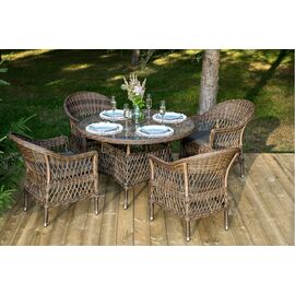 "Дольче" обеденная группа из искусственного ротанга, цвет коричневый | Интернет магазин мебели и декора LifeDekor